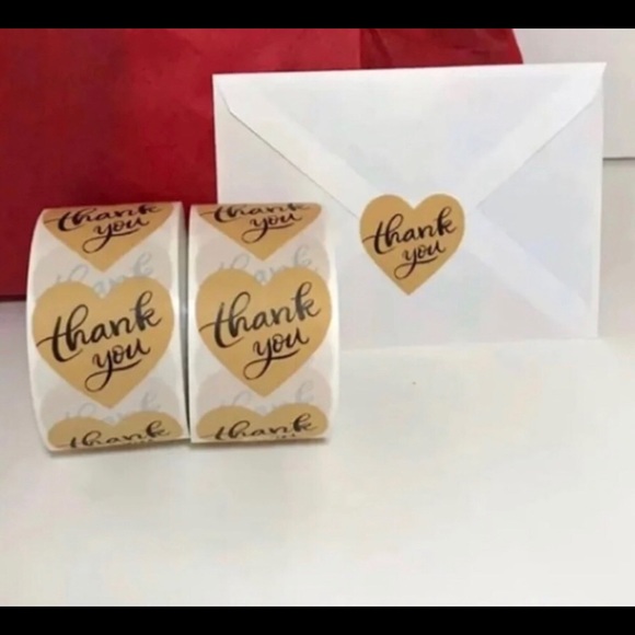 Heart Shaped Kraft Thank You Stickers - Picture 4 of 6